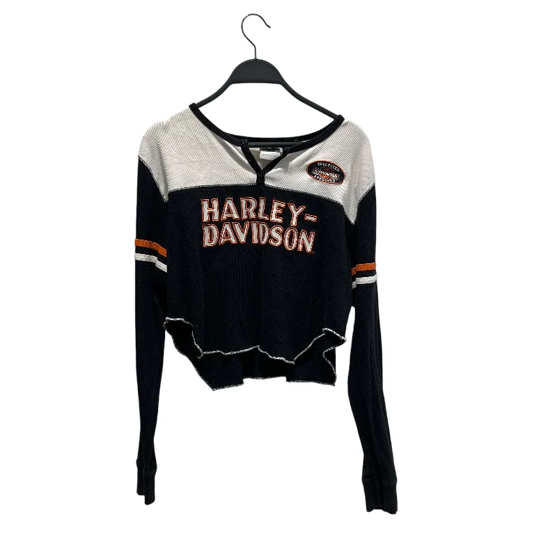 Youthful HARLEY DAVIDSON/LS T-Shirt/XL/Graphic/Cotton/BLK/EMBROIDERED HENLEY