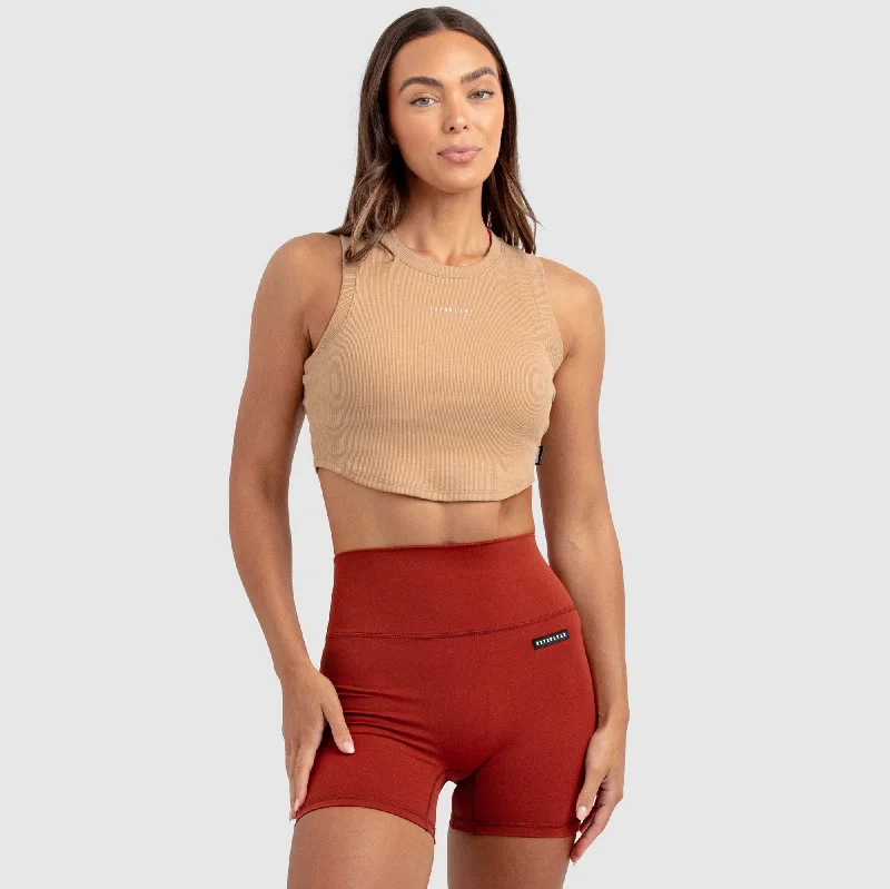 Fashionable And Versatile Womens Scoop Tank - Taupe Brown