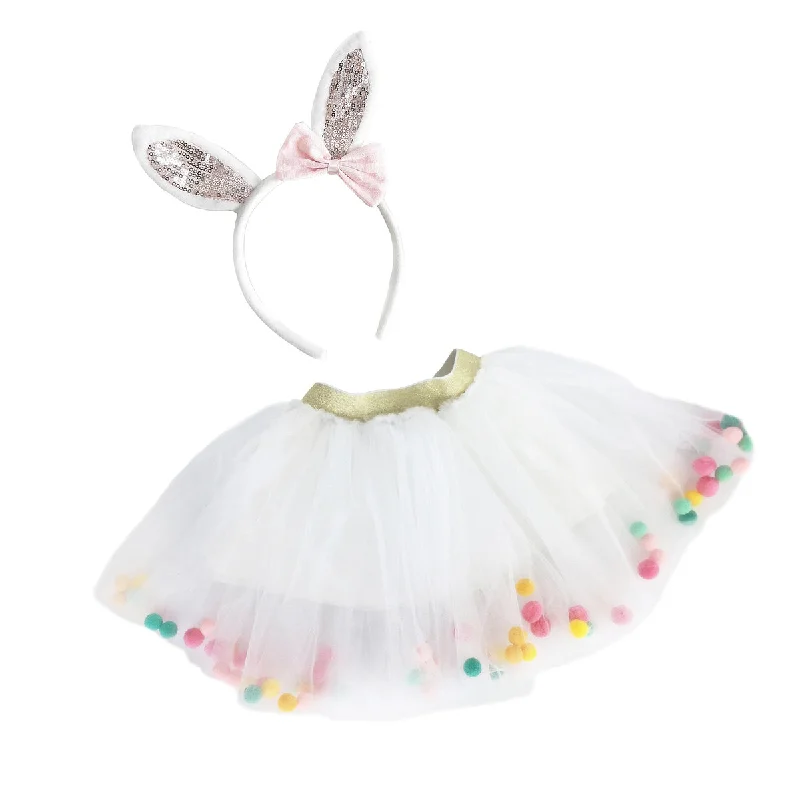 Casual And Comfortable Mon Ami Pom Pom Tutu and Bunny Headband Set