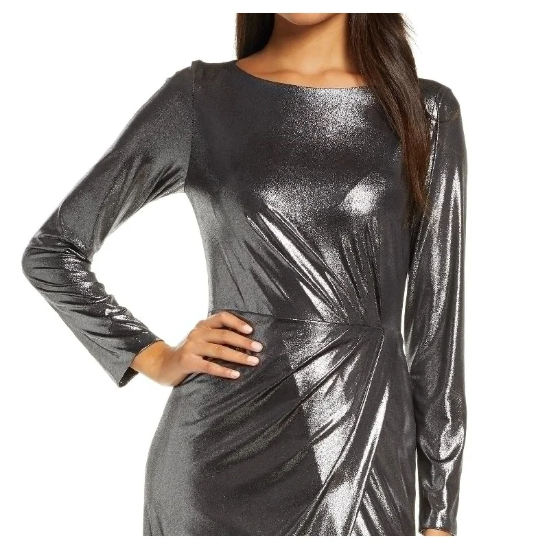High-waisted pants style Julia Jordan Women's Metallic Front Slit Long Sleeve Knit Maxi Dress Grey Size 16 High-waisted pants style Julia Jordan Women's Metallic Front Slit Long Sleeve Knit Maxi Dress Grey Size 16