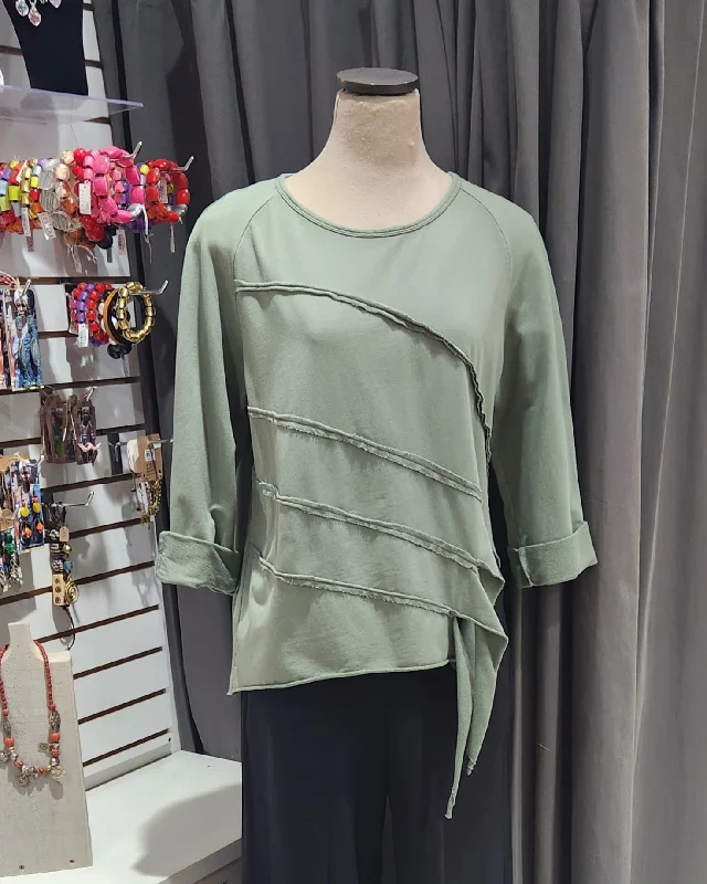 High-end Fabrics Paolo Tricot Sale,  SU8414 Raw Edge Boxy Top 50% Off Regular Price