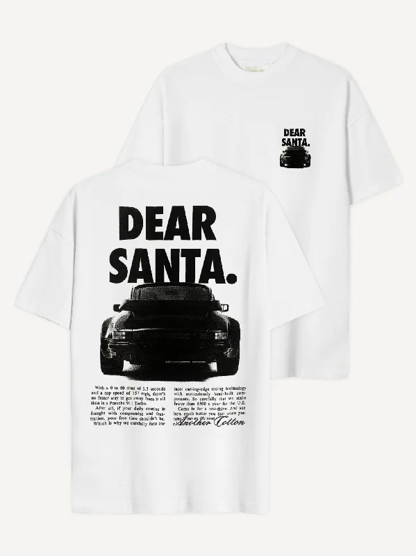Single-shoulder Neck Design Dear Santa T-Shirt