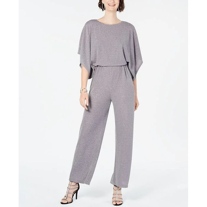 Luxury Fashion Jessica Howard Women's Jewel Neck Evening Wide Leg Jumpsuit Silver Size 8 Luxury Fashion Jessica Howard Women's Jewel Neck Evening Wide Leg Jumpsuit Silver Size 8