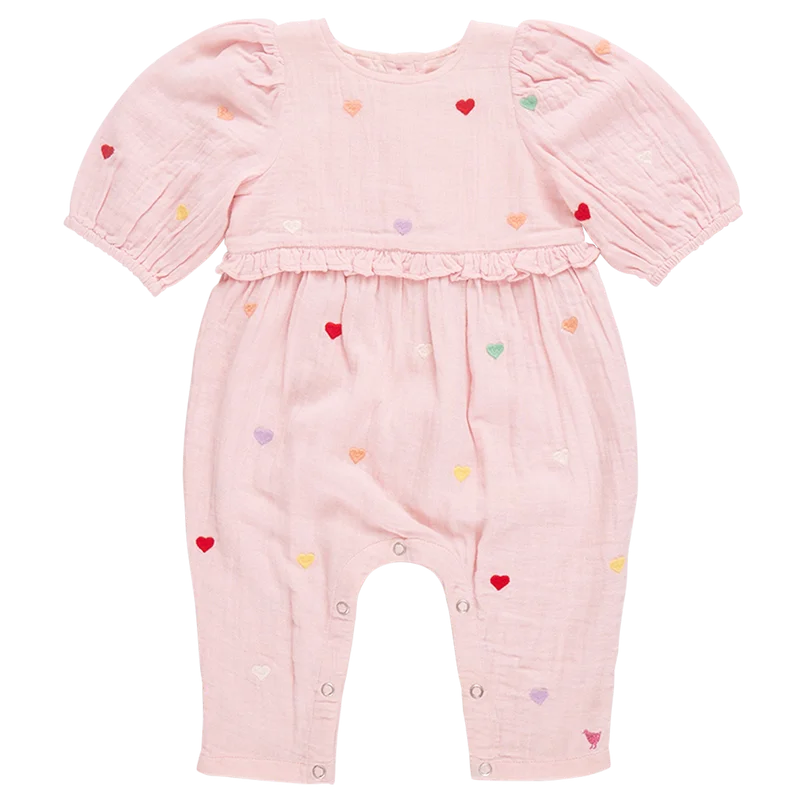 Sweet breath Pink Chicken Baby Brooke Jumper in Candy Heart Embroidery