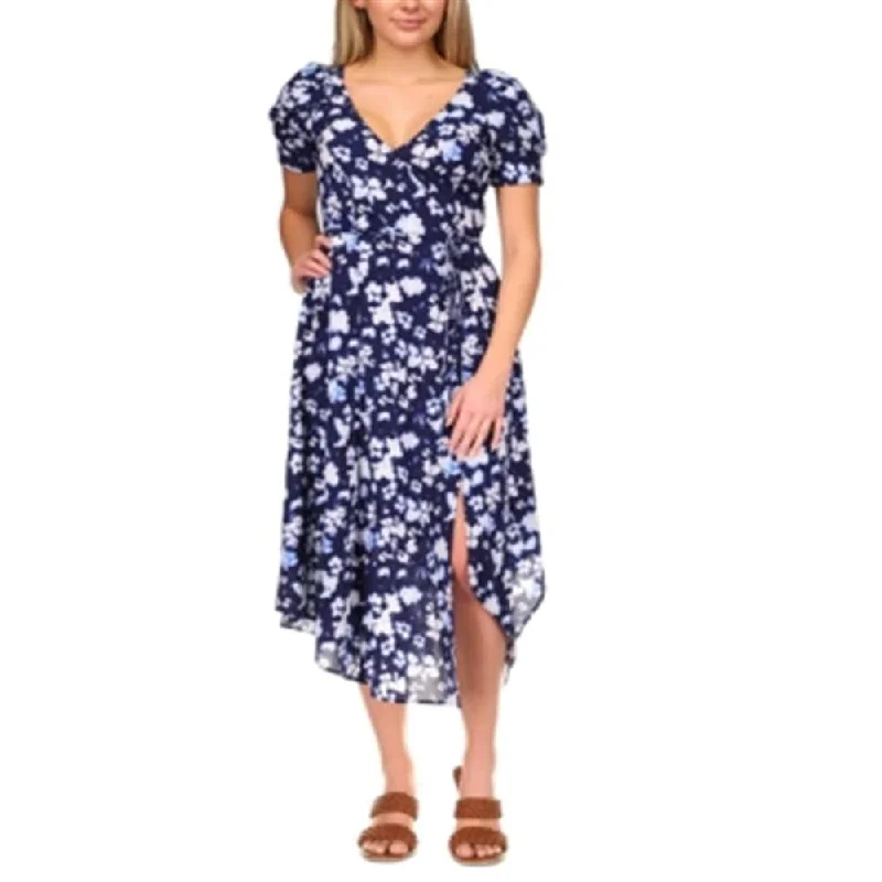 Street Personality Style Michael Kors Women's Printed Wrap Dress Blue Size XX-Large