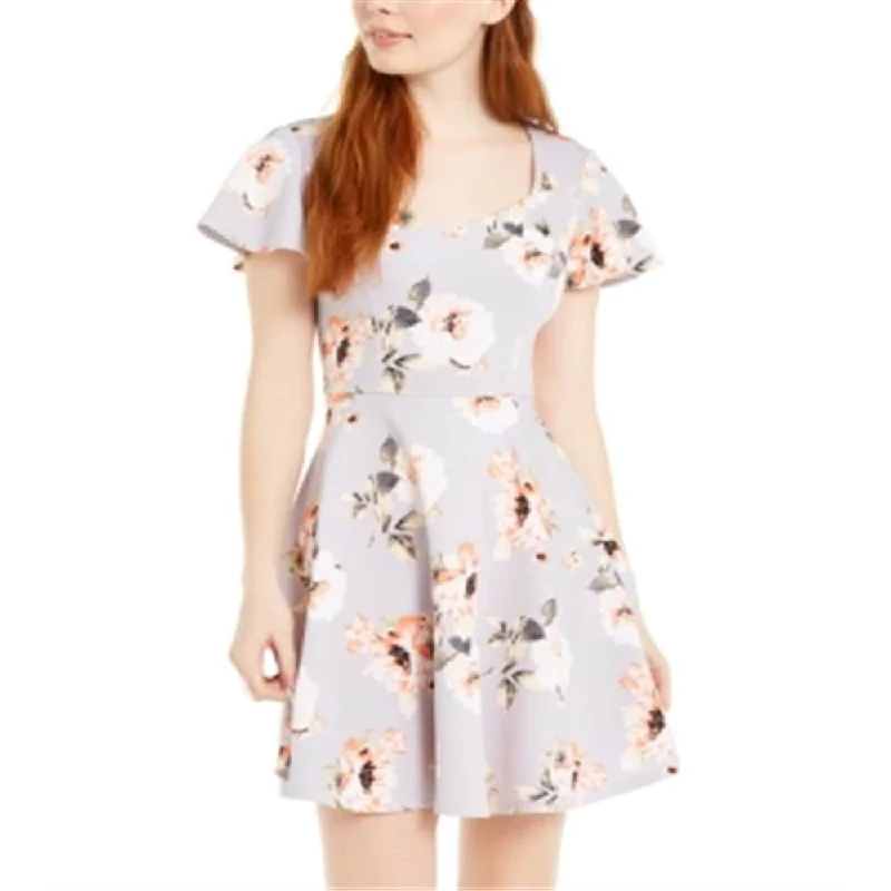 French Style City Studios Women's Cap Sleeve Short Fit Flare Dress Gray Size 3