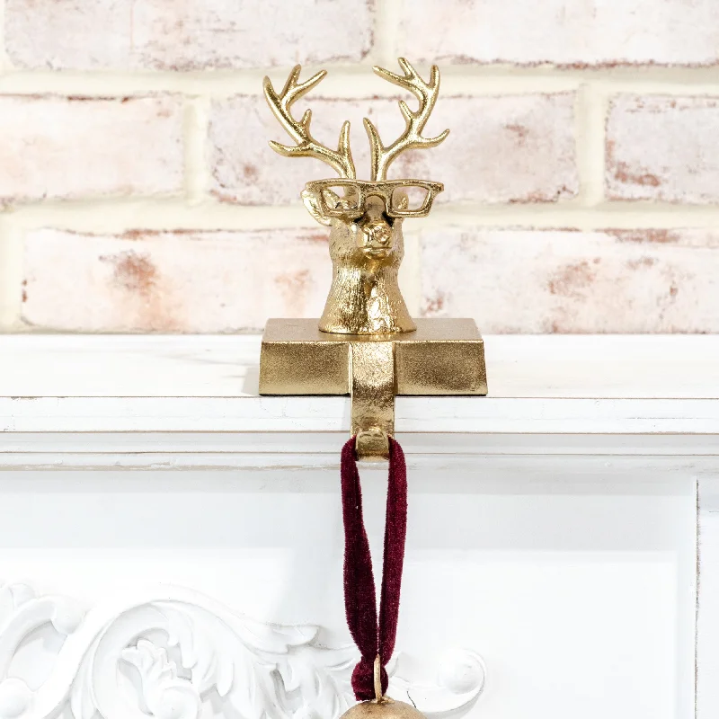 Nightclub Style PDDH024-07 Gold Eyeglass Reindeer Stocking Holder