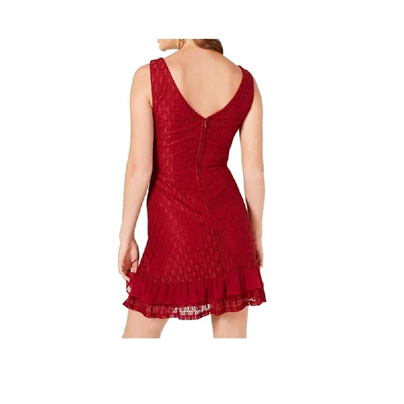 Soft Textures City Studios Juniors' Lace Flounce Dress Red Size 0