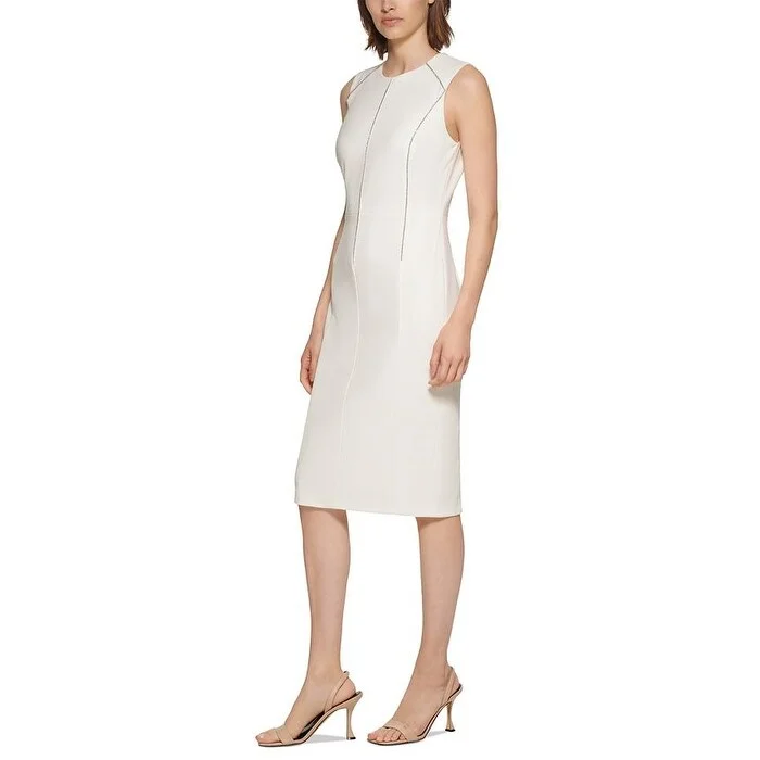 Sweet Style Calvin Klein Women's Embellished Sheath Dress White Size 6