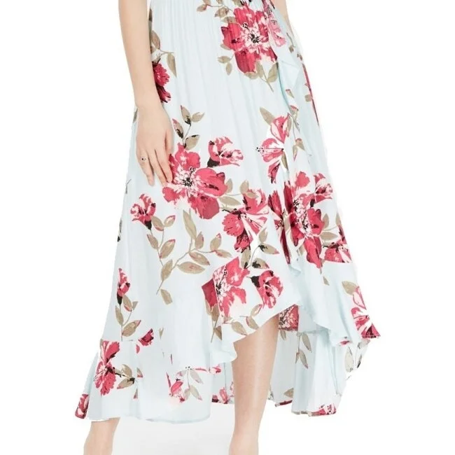 Luxury Temperament American Rag Women's Floral Print Maxi Dress Green Size Medium