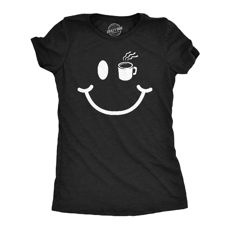 Light And Breathable Coffee Cup Smiling Face Women's T Shirt