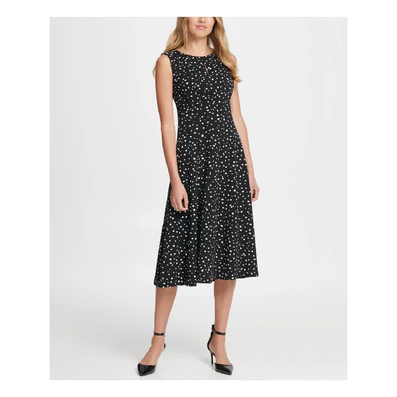Exquisite Craftsmanship Dkny Women's Polka Dot Sleeveless Jewel Neck Midi Shift Dress Black Size 2 Exquisite Craftsmanship Dkny Women's Polka Dot Sleeveless Jewel Neck Midi Shift Dress Black Size 2