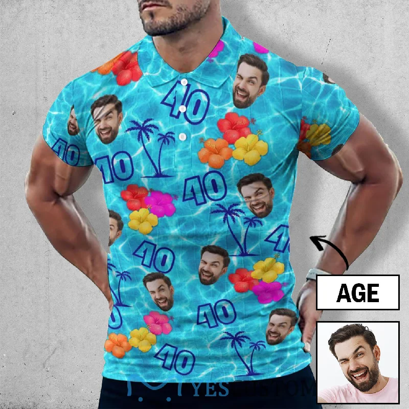 Sports Zipper Style Custom Face & Age All Over Print Black Polo Shirt Personalized Men's Golf Shirt for Bithday Sports Zipper Style Custom Face & Age All Over Print Black Polo Shirt Personalized Men's Golf Shirt for Bithday