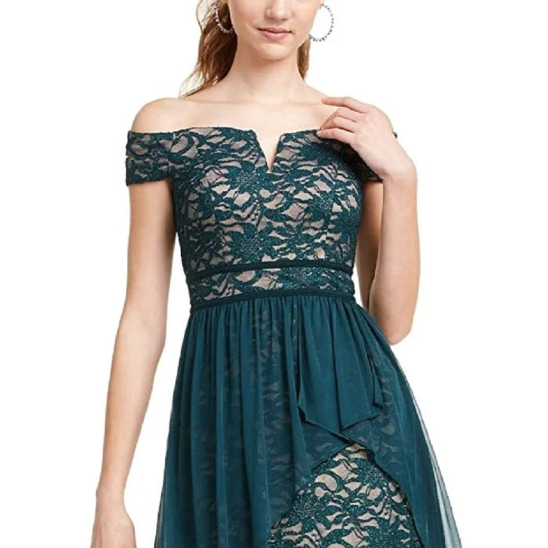 Carefree Morgan & Company Women's Lace Hi Low Evening Dress Green Size 7
