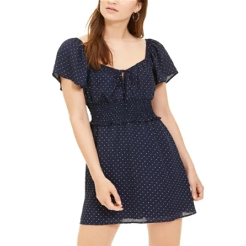 Sweet breath Trixxi Junior's Polka Dot a Line Dress Blue Size Medium