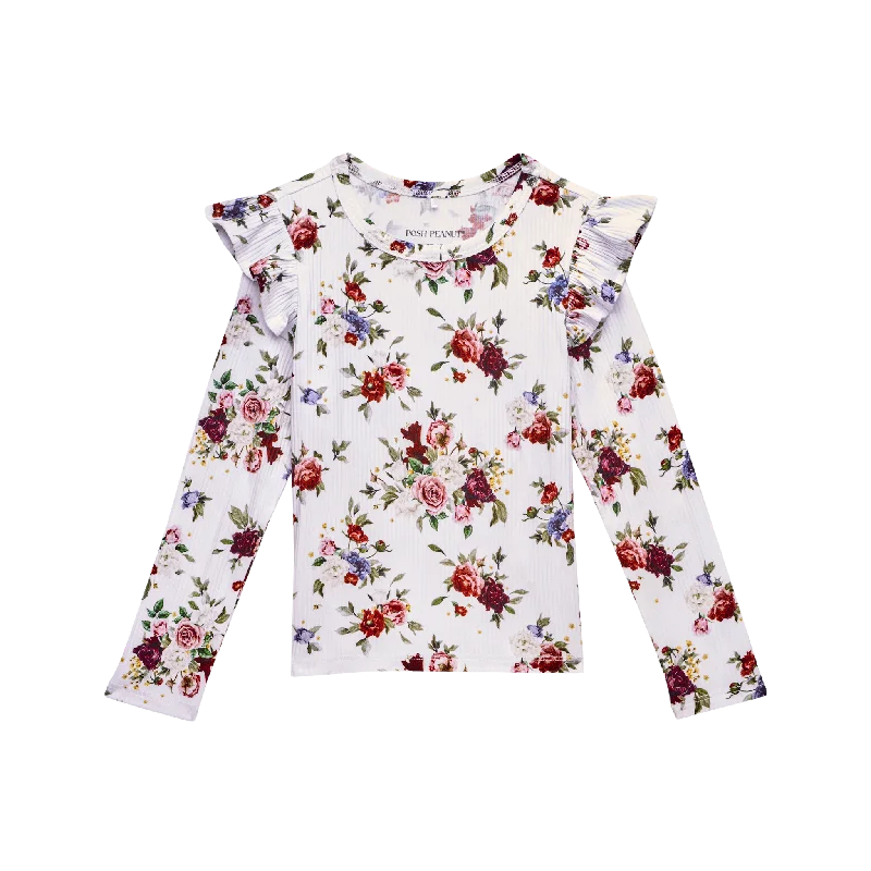 Fashionable Inner Wear Posh Peanut Long Sleeve Ruffle Shoulder Top | Philippa