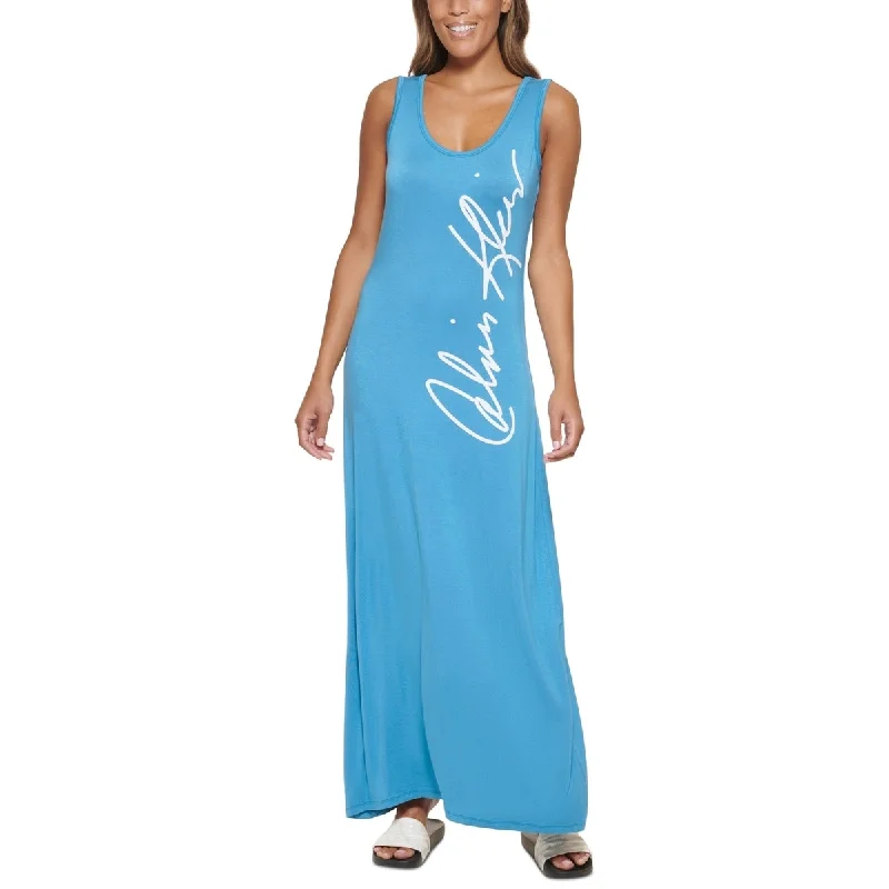 Cool Style Calvin Klein Women's Sleeveless Logo Tank Dress Blue Size X-Small
