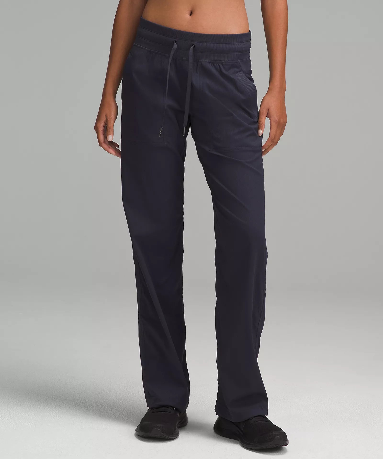 Simple Solid Color Dance Studio Mid-Rise Pant | Black