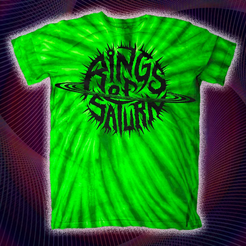 Noble And Elegant Rings of Saturn "Alien Green Tie Dye Logo" T-Shirt