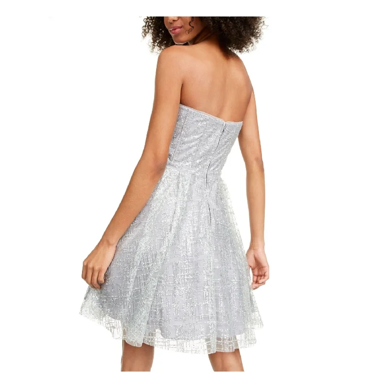 Fashionable sports Blondie Nites Women's Glitter Sleeveless Sweetheart Neckline Above The Knee Fit Flare Evening Dress Silver Size 0 Fashionable sports Blondie Nites Women's Glitter Sleeveless Sweetheart Neckline Above The Knee Fit Flare Evening Dress Silver Size 0