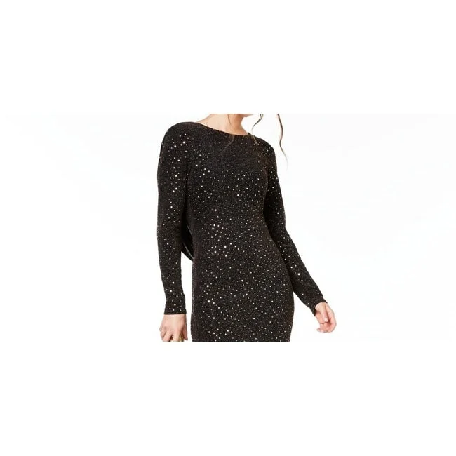 Must-have For Autumn And Winter Teeze Me Junior's Metallic Dot Cowl Back Dress Black Size 0 Must-have For Autumn And Winter Teeze Me Junior's Metallic Dot Cowl Back Dress Black Size 0