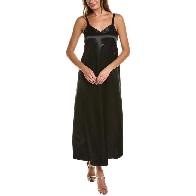 Retro Woolen Jacket Vince Camuto Women's Satin Maxi Slipdress Grey Size Large