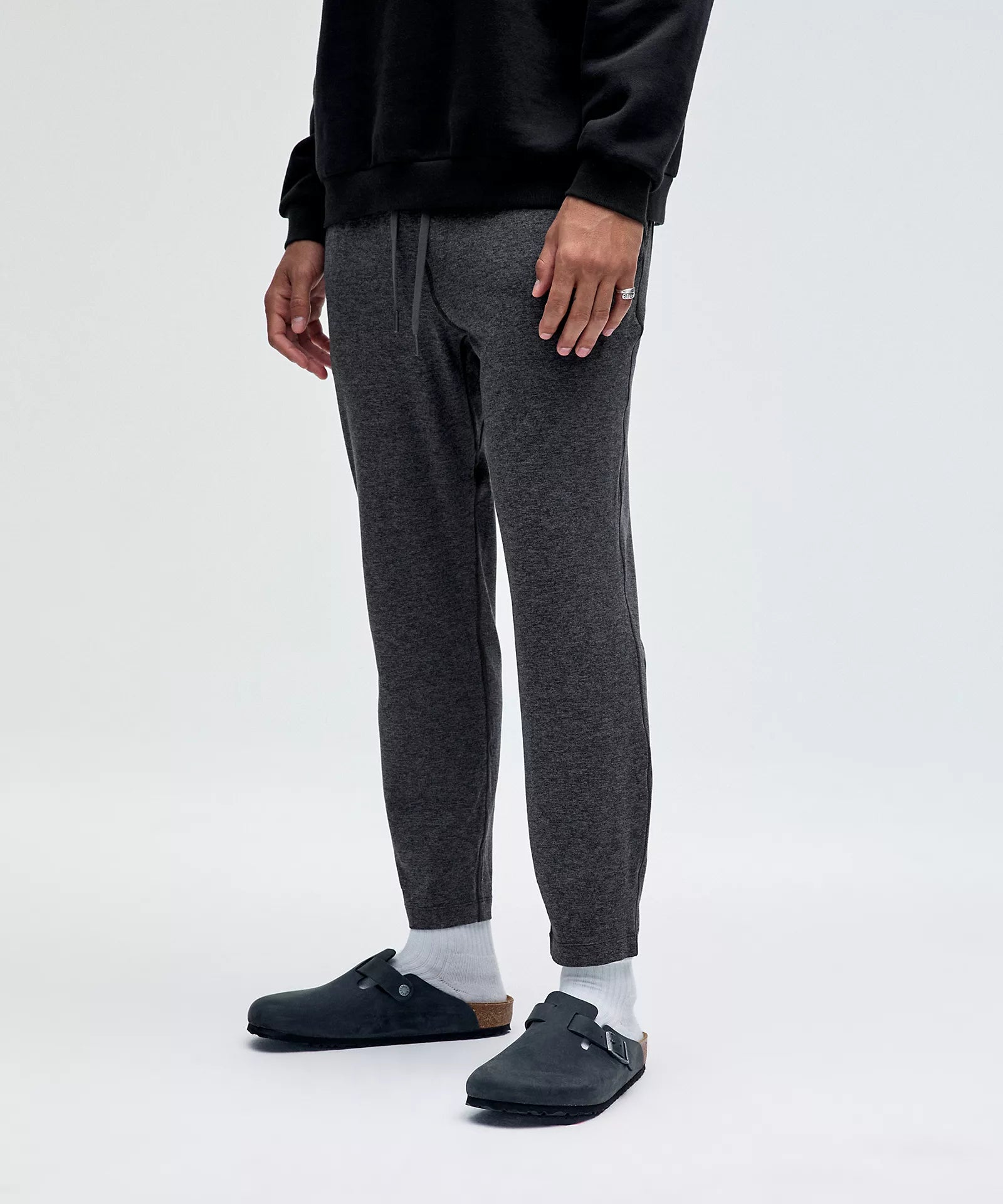 Fresh And Natural Men's Soft Jersey Tapered Pant *Regular 28" | Heathered Black/Heathered Graphite Grey