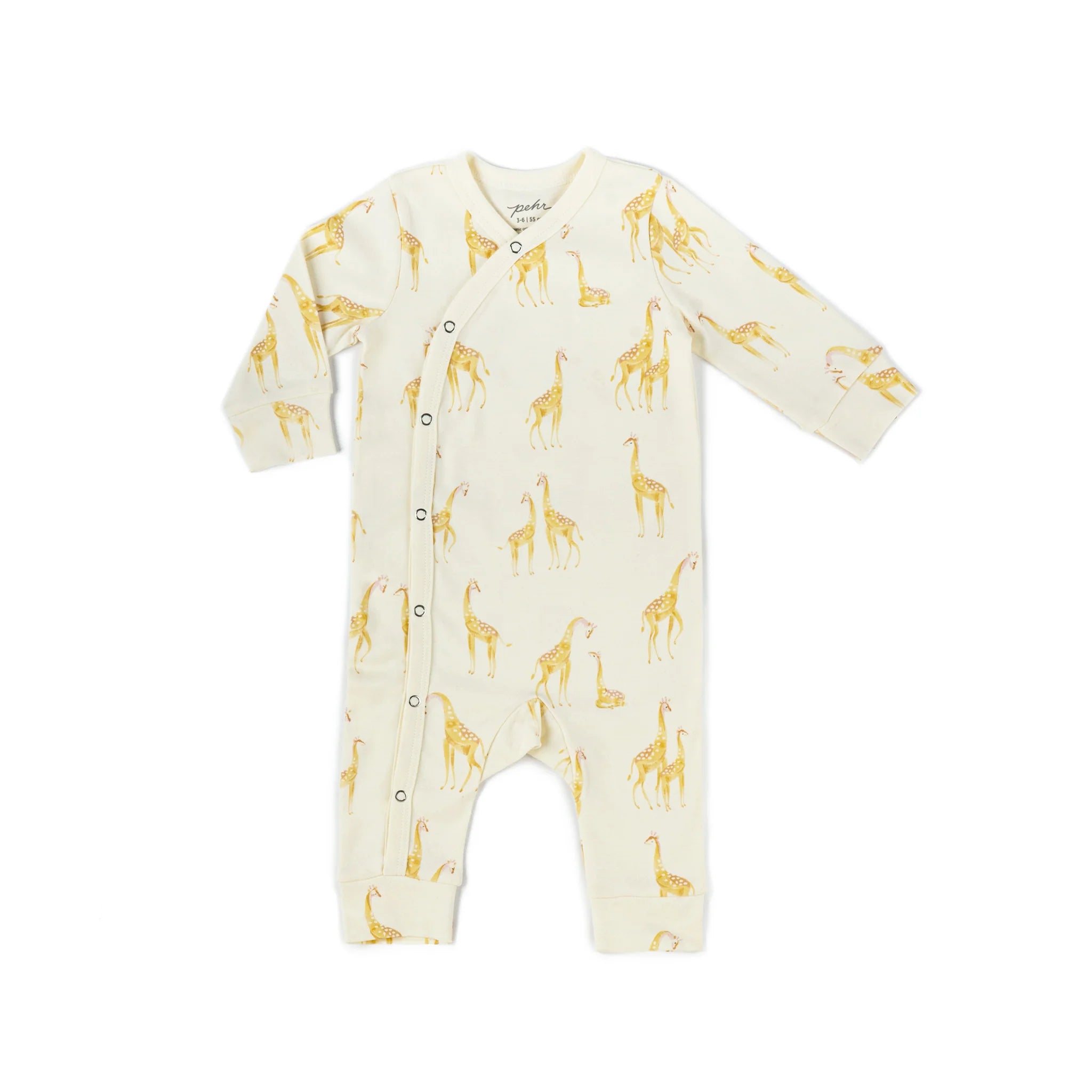 Luxury and fashionable Pehr Kimono Romper in Follow Me Giraffe