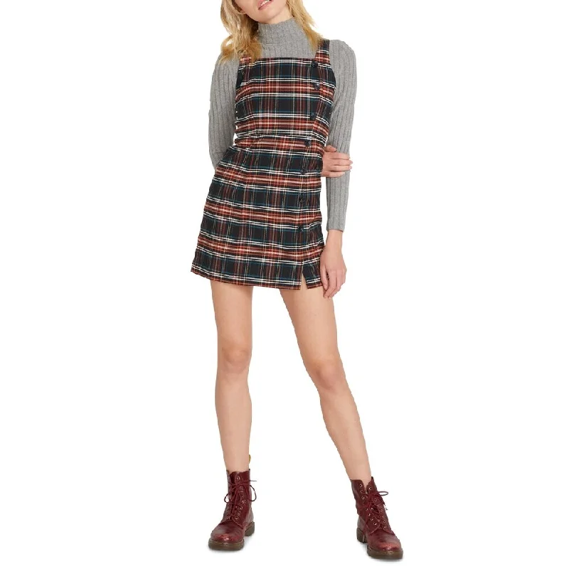 Personalized Series Volcom Junior's Frochickie Plaid Mini Black/Orange Dress Size Medium