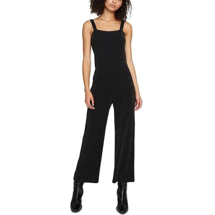 Casual Style Sanctuary Women's Glitter Sleeveless Square Neck Wide Leg Jumpsuit Black Size Medium