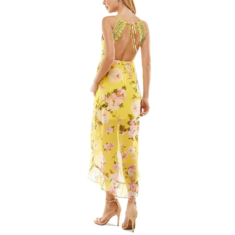 Modernism City Studios Junior's Floral Print Empire Waist Midi Dress Yellow Size Medium Modernism City Studios Junior's Floral Print Empire Waist Midi Dress Yellow Size Medium