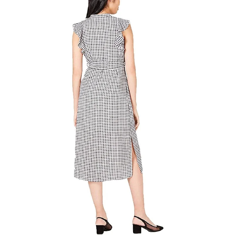 Warm Comfort Maison Jules Women's Belted V Neck Tea Length Sheath Dress Black Size 2X Warm Comfort Maison Jules Women's Belted V Neck Tea Length Sheath Dress Black Size 2X
