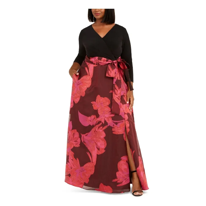Noble Temperament Adrianna Papell Women's Floral Print Gown Red