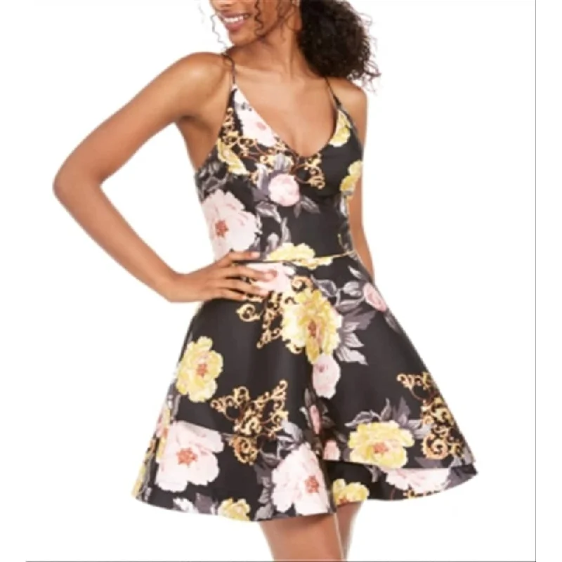 Stylish Wear Bcx Junior's Floral Sleeveless Party Dress Black Size 0