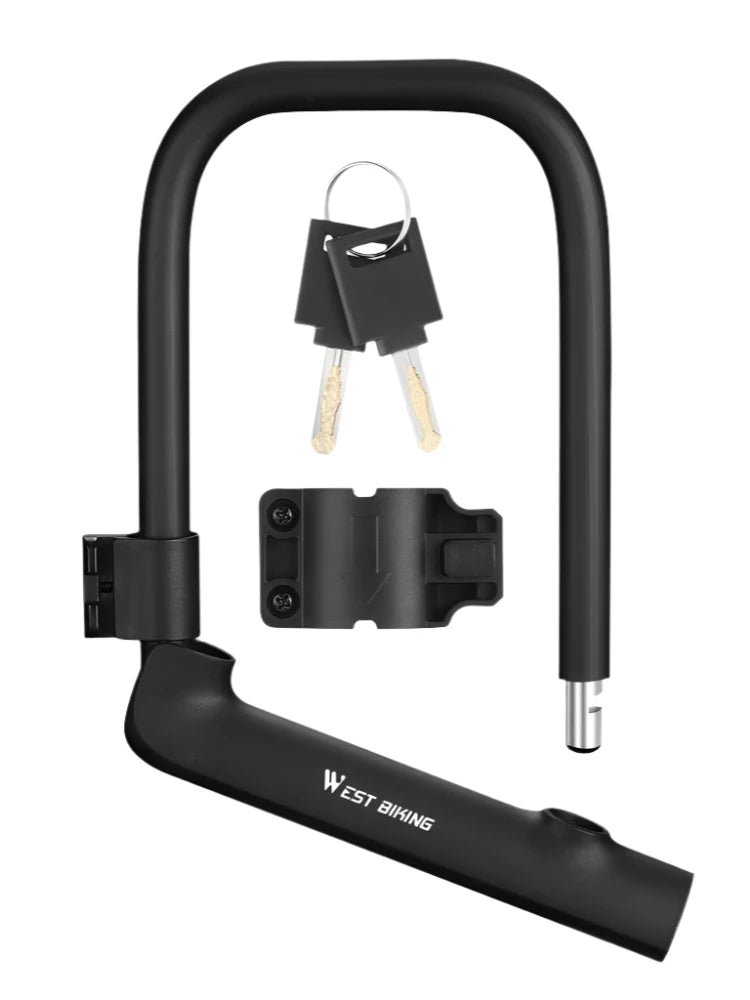 Unique Fashion Bike Lock U-Lock Heavy Duty Bicycle Motorcycle Anti-Theft Lock with 2 Keys & Lock Holder for Bike Motorcycle Scooter