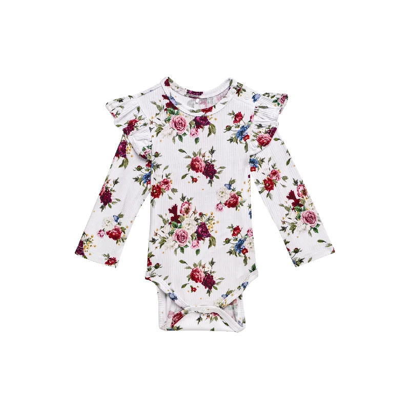 Refreshing Design Posh Peanut Long Sleeve Ruffled Bodysuit | Philippa
