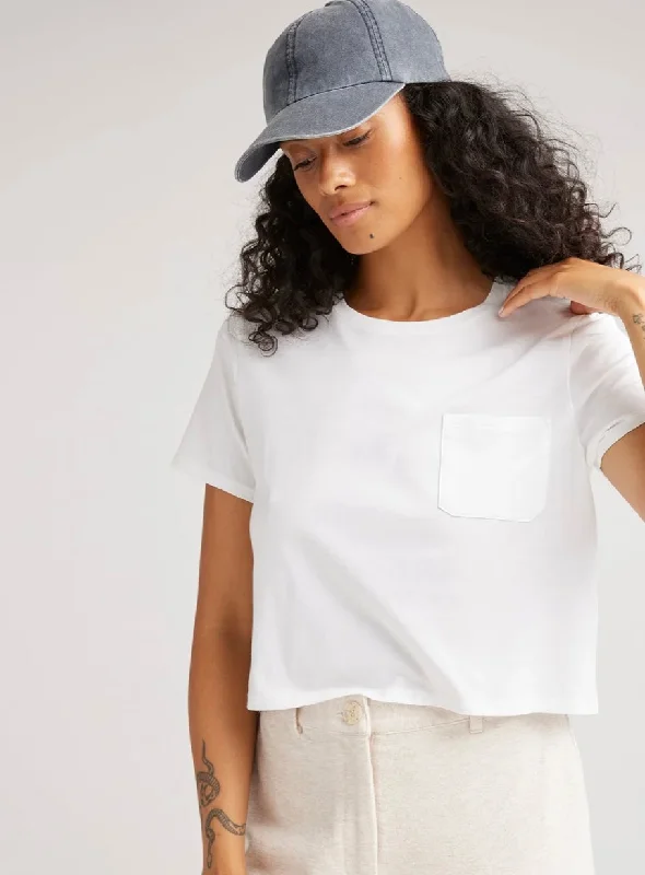 Pima Boxy Crop tee - white