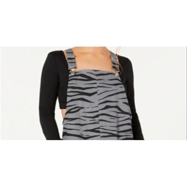 Modern Tailoring Material Girl Women's Animal Print Overalls Mini A Line Dress Gray Size Medium