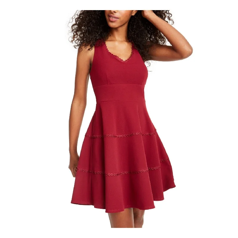 Urban Design Sense City Studios Women's Tiered Fit Flare Dress Wine Size 3