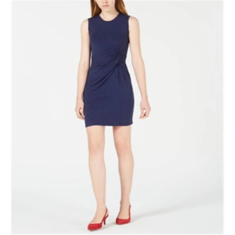 Fashionable And Versatile Maison Jules Women's Dot Print Knot Waist Dress Blue Size Medium