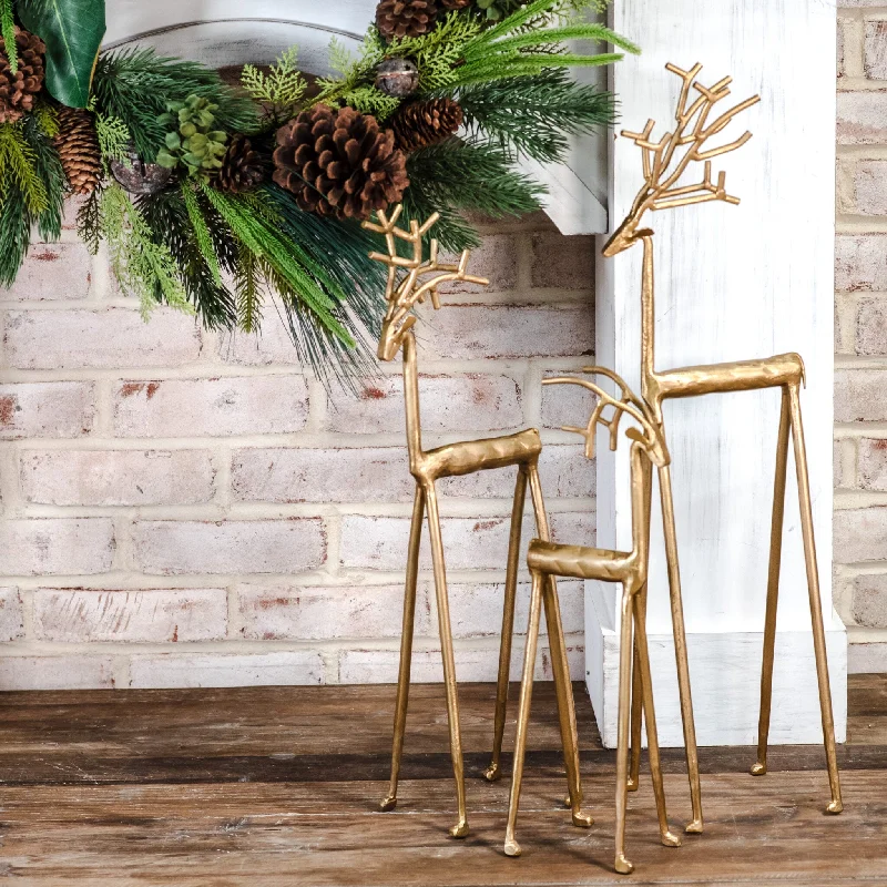 Casual And Casual PDES23001 Set of 3 Gold Iron Deer