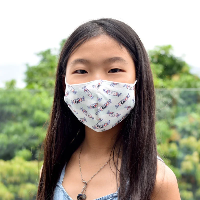 Printing decoration THE WEE BEAN | Mask | Organic Cotton Kids Mask + 10pcs Filters | White Rabbit Candy Printing decoration THE WEE BEAN | Mask | Organic Cotton Kids Mask + 10pcs Filters | White Rabbit Candy