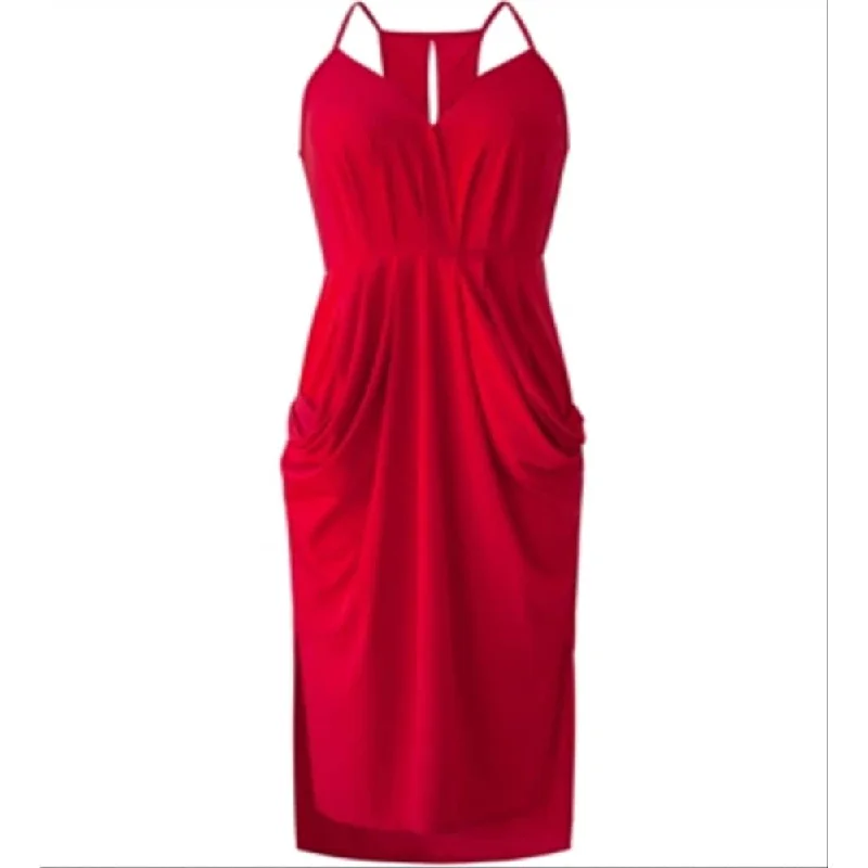 Boutique style Bcbgeneration Women's Faux Wrap Midi Dress Red Size Medium