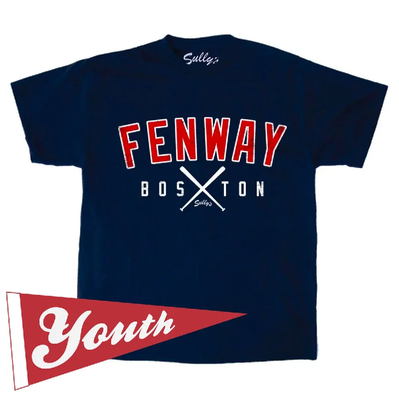 Embroidered Letters Fenway Crossed Bats Youth T-Shirt