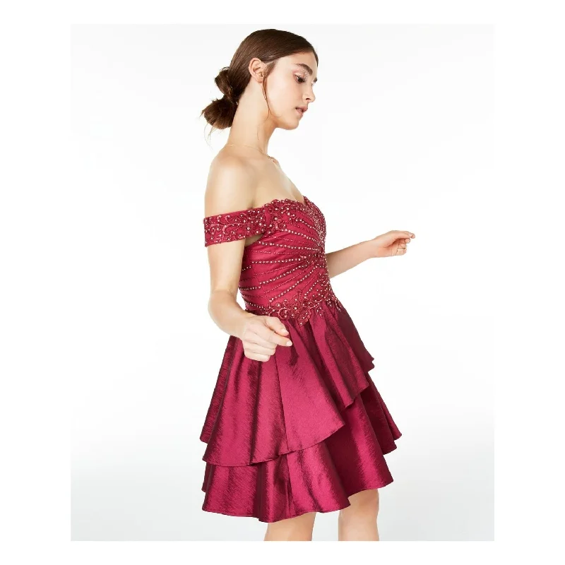 Minimal Style City Studios Women's Maroon Short Sleeve Short Dress Red Size 11
