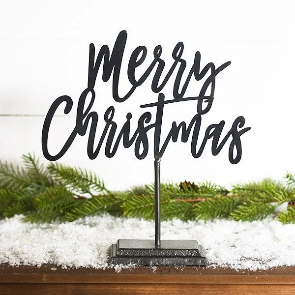 Mid-length Style HX1914004 Table "Merry Christmas" Tin Sign