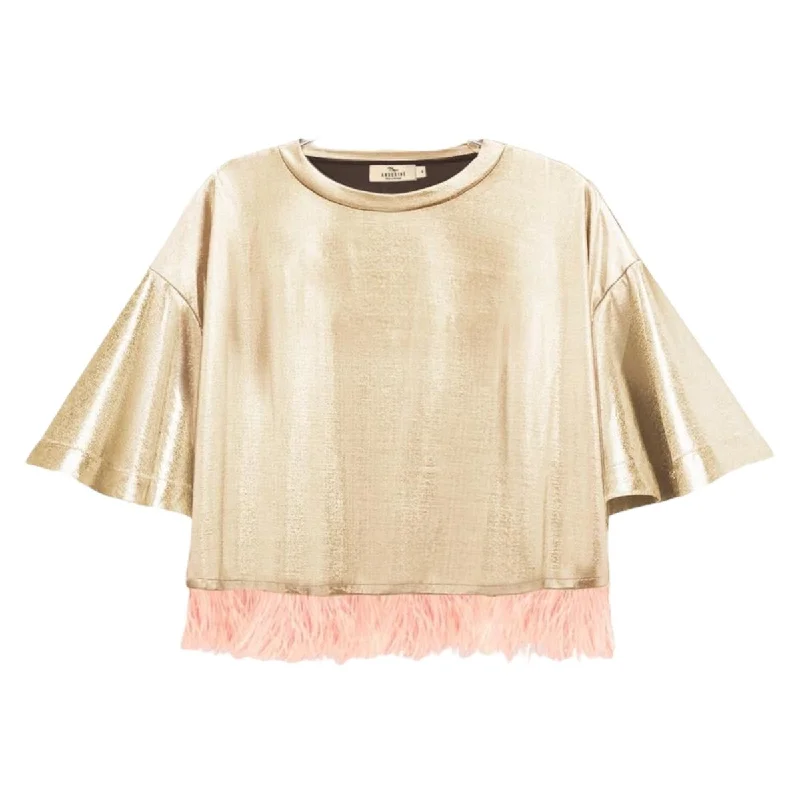 METALLIC TOP W/ FEATHERS