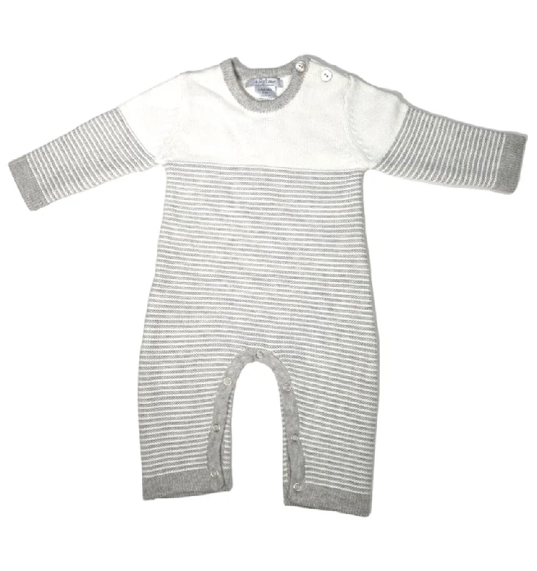 Hip-hop Style A Soft Idea Seed Stitched Striped Romper in Heather Grey