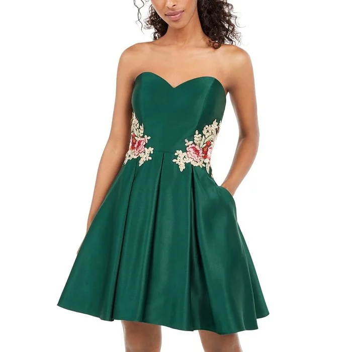 Fashionable In The Times Blondie Nites Women's Floral Full Length Fit Flare Party Dress Green Size 7