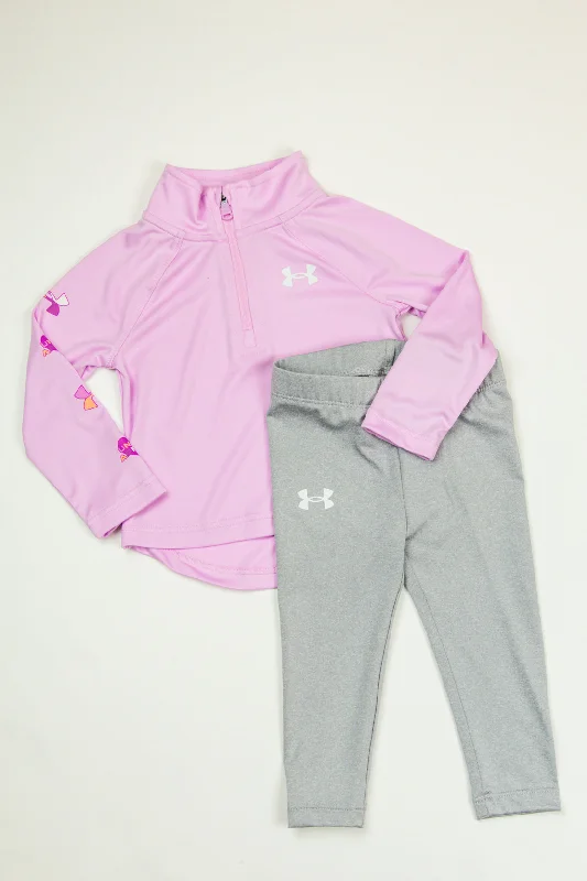 Sports High Waist Style Under Armour 1/4 Zip 2 Piece Set | Stellar Pink